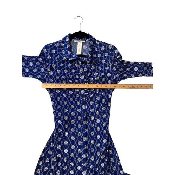 Laundry by Design Shirt Dress Women's 12 Bali Blue Printed Half Sleeve Belted - Picture 4 of 5